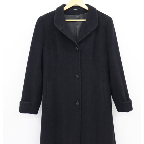 Cinzia Rocca Designer Womens Wool Blend Black Coat US Size 12 Made in Italy - Picture 10 of 16